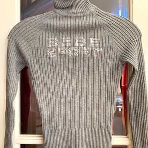 Bebe Sport turtleneck with rhinestones logo soft warm and stretchy